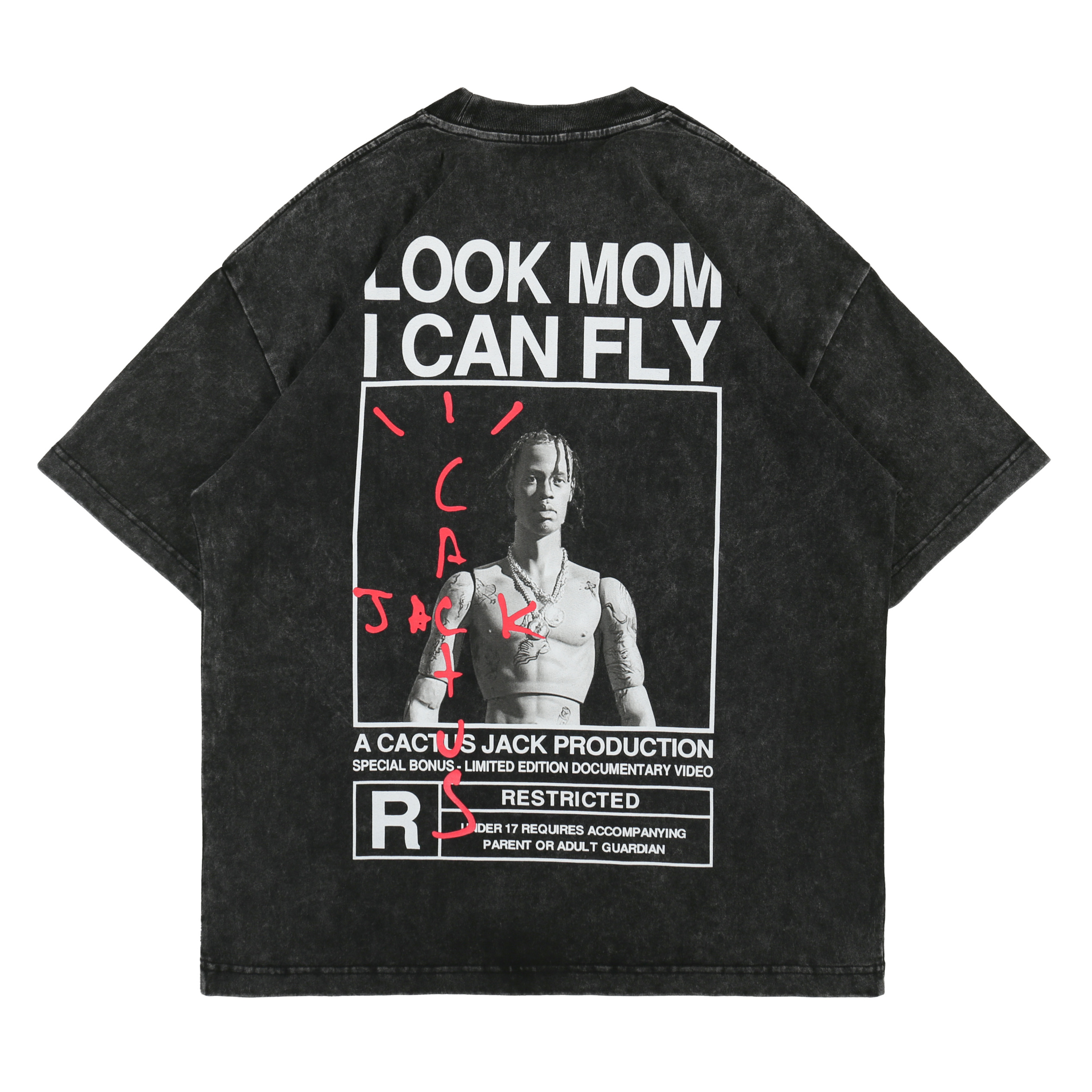 欧美夏季潮牌TravisScott黑人说唱歌手水洗做旧宽松短袖嘻哈T恤潮