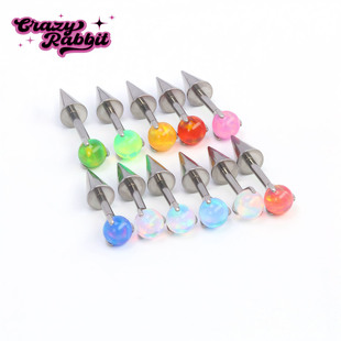 CrazyRabbit F136极光澳宝钛合金耳钉铆钉恶魔耳骨钉小众时髦耳饰