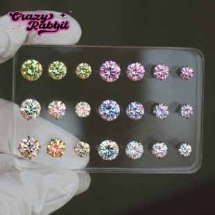 CrazyRabbit 镀膜锆石钛合金耳钉小众高级养耳洞耳骨钉医用防过敏