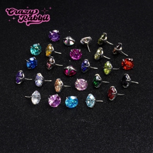 CrazyRabbit 7A锆石钛合金插针耳钉鼻钉唇钉耳骨钉DIY替换头钻头