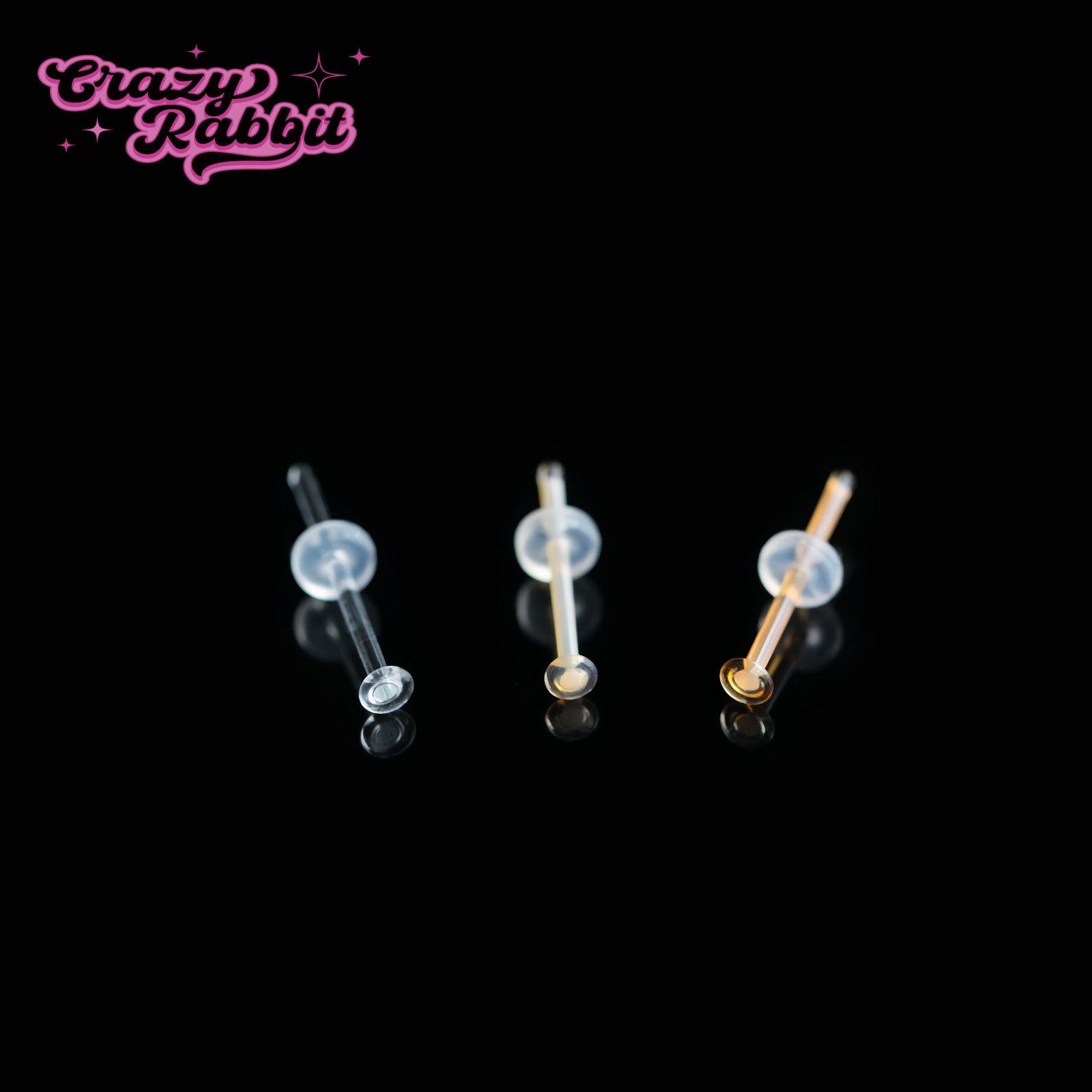 CrazyRabbit 无铅玻璃耳钉透明隐形养耳洞鼻钉耳骨钉学生耳饰品