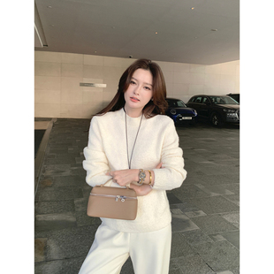 半高领羊毛套头毛衣女蓬松气质针织衫 慵懒雅装 上衣 Lin Maven