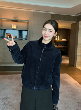 Maven Lin 职场新星 高密全棉灯芯绒外套女复古保暖短款夹克上衣