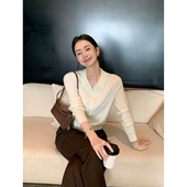 翻领针织衫 Maven 女简约修身 老钱风Polo领羊毛针织开衫 上衣 Lin