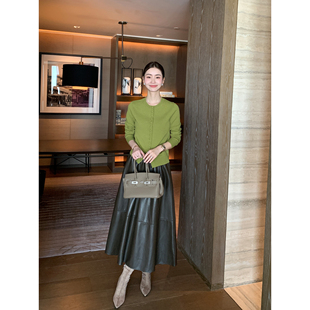 Maven Lin【现货7折】质感高腰PU皮裙半身裙女通勤宽松a字中长裙