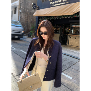 呢子上衣 小香风羊毛双面呢外套女简约干练短款 Maven Lin智性优雅