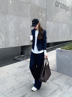 Maven Lin R0W感套装丨短款西装外套女高级感西服+宽松直筒休闲裤