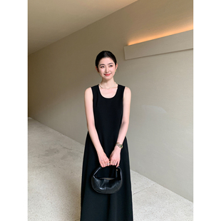 高智感醋酸U领无袖 精裁 宽松连衣裙女优雅气质背心长裙 Lin Maven
