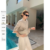 Lin 高智办公室系 慵懒亚麻短外套空调衫 Maven 女简约工装 上衣