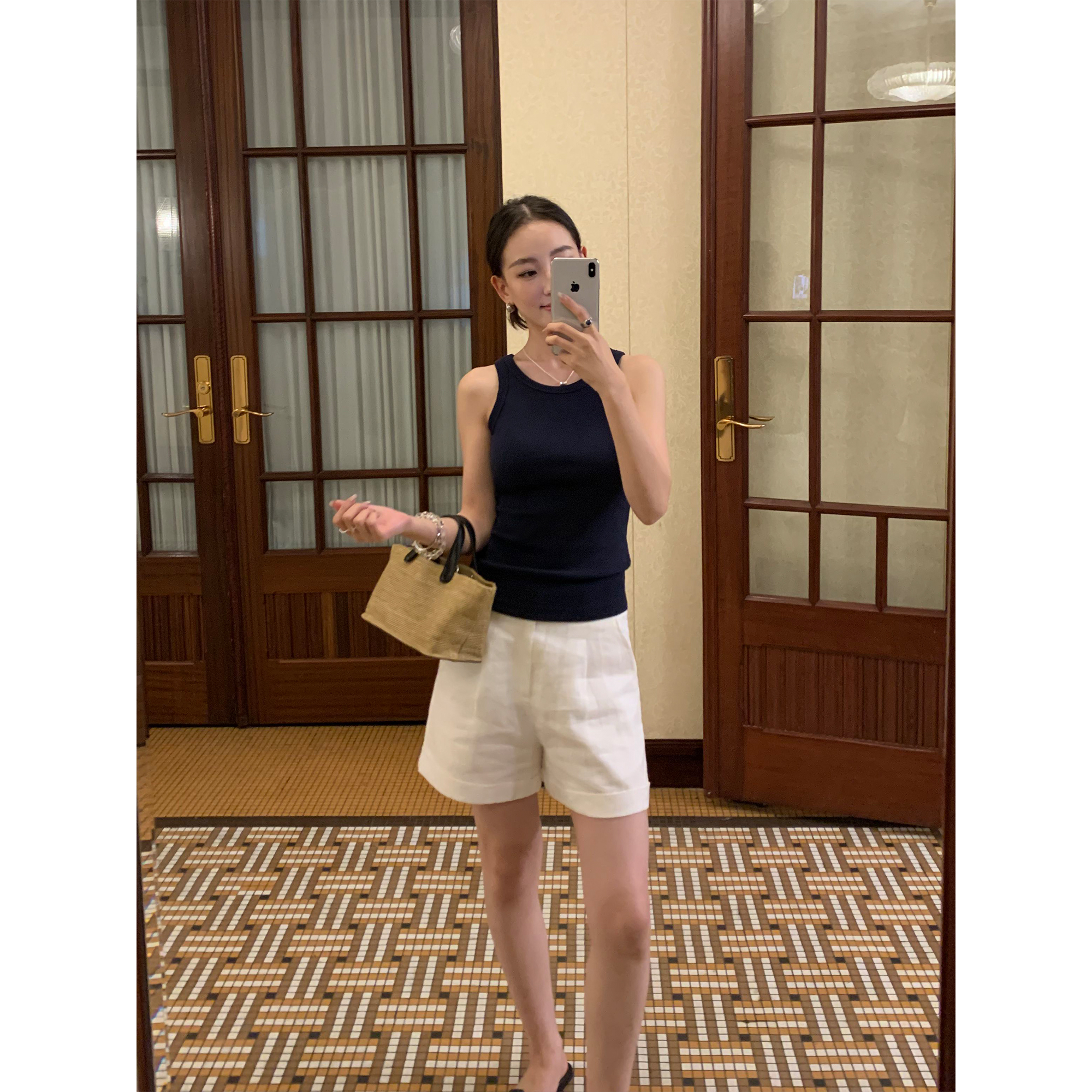 Maven Lin 夏季B囤 弹力针织基础显瘦背心吊带女修身工字无袖上衣