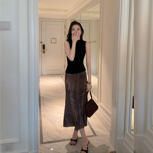 复古豹纹印花半身裙女中长款 品位进阶 垂感A字半裙 Lin Maven