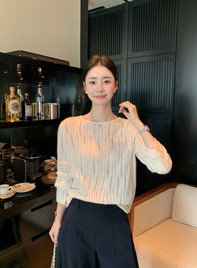 Maven Lin 1/30支羊驼毛镂空立体肌理针织衫女设计感宽松慵懒上衣