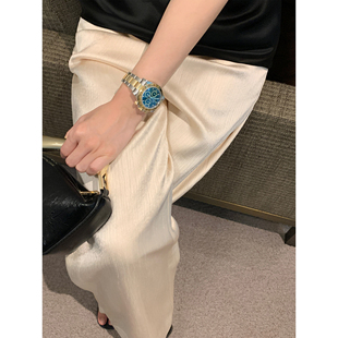女气质缎面垂感长裤 Maven 重磅醋酸混纺阔腿休闲裤 优雅随型 Lin