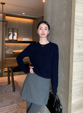 Maven Lin 高智都市 灰色羊毛呢子半身短裙女优雅侧开叉a字包臀裙