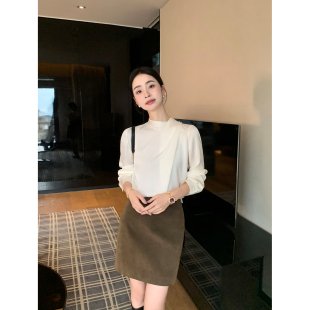 Lin 女设计感气质飘带长袖 高智系列 轻奢缎面衬衫 衬衣 法式 Maven