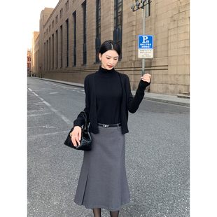 精英 时尚 高智通勤鱼尾半身裙女压褶包臀显瘦A字半裙 Lin Maven
