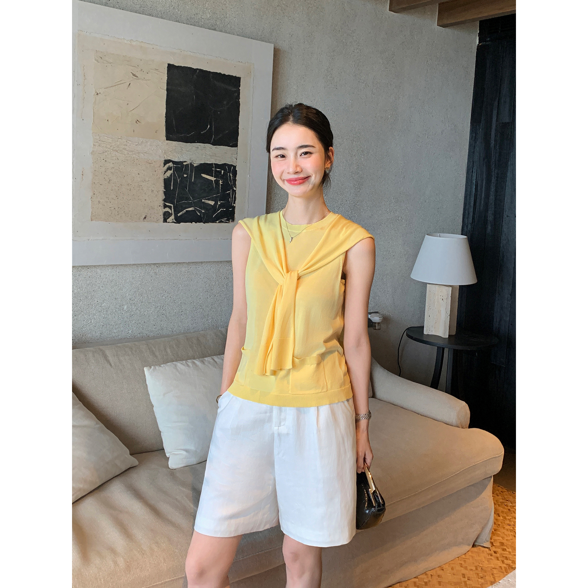 Maven Lin 老钱风休闲短裤女慵懒松弛感五分裤通勤宽松阔腿西装裤