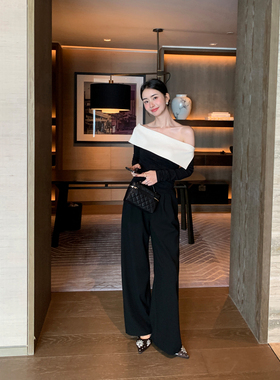 Maven Lin高智办公室系|垂感直筒休闲西装裤女高腰显瘦黑色阔腿裤