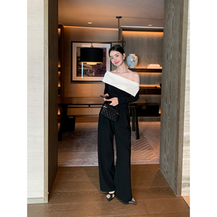 女高腰显瘦黑色阔腿裤 Maven 裤 垂感直筒休闲西装 Lin高智办公室系