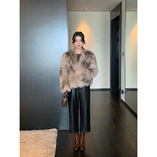 女加绒高腰pu皮休闲裤 Maven 高级感八分直筒皮裤 现货6.5折 Lin