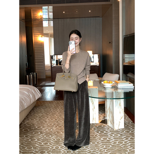 女休闲垂坠绒感直筒长裤 Maven 高级感雪尼尔阔腿裤 实穿柔廓 Lin