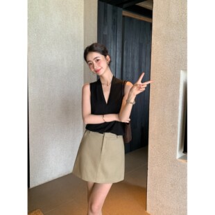 Maven 简约通勤1OO亚麻半身裙女轻薄舒适短裙气质a字包臀裙 Lin