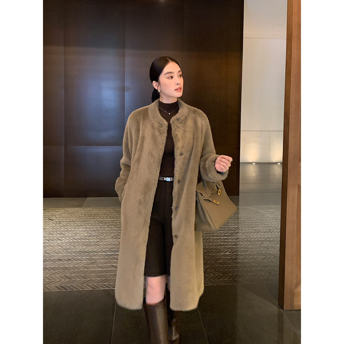 Maven Lin暖意升级 气质环保仿皮草长外套女高级感软糯毛毛绒大衣