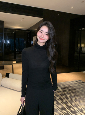 Maven Lin 甄选扬子纱丨1OO羊毛高领针织衫女修身内搭打底衫上衣