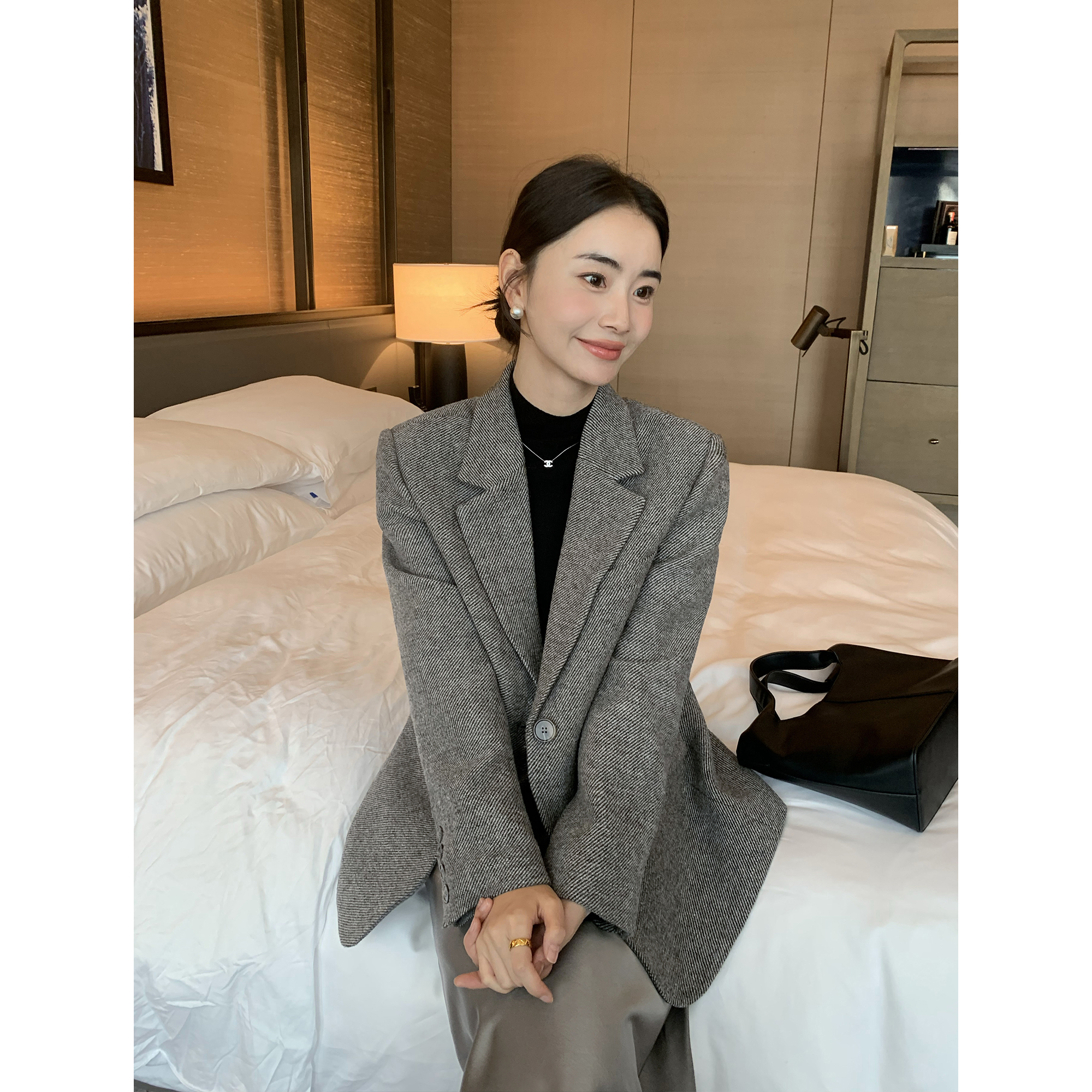 羊毛西装外套秋冬毛呢大衣