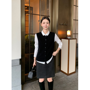 精致毛呢半身裙女通勤高腰a字短款 气质灰调 显瘦包臀裙 Lin Maven