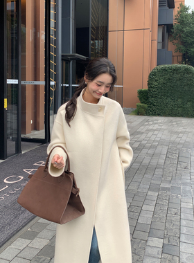 Maven Lin【现货7.5折】高级感1OO羊毛双面呢立领长款羊绒外套