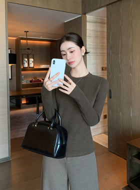 Maven Lin 柔软刚需 气质圆领长袖针织衫女修身显瘦内搭打底上衣