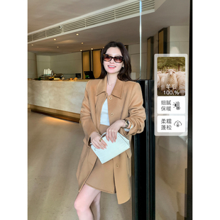 Lin 半裙套装 智感通勤 毛呢外套女A字短款 1OO羊毛中长款 Maven