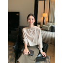 衬衫 Maven 高级100%醋酸长袖 柔光缎感 女光泽优雅飘带领衬衣 Lin