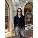 女复古麻花毛衣长袖 Maven 极简polo领针织开衫 松弛Look 上衣 Lin