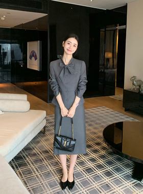 Maven Lin 高智精英丨高级收腰短款西装外套女开叉直筒半身裙套装