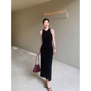 Lin 无袖 极简至美 针织背心连衣裙女气质修身 长裙 黑色法式 Maven