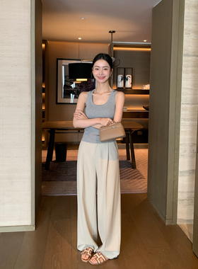 Maven Lin 精仿羊毛直筒休闲西装裤女韩系显高显瘦垂感宽松阔腿裤