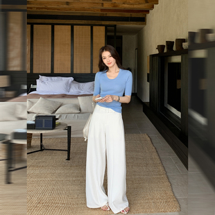 女宽松通勤大阔腿长裤 Maven 高级垂感直筒休闲裤 自在有型 子 Lin