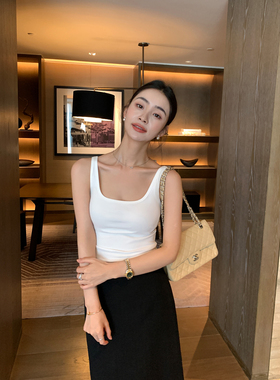 Maven Lin 镇店背心|精致方领修身吊带上衣女外穿显瘦针织内搭