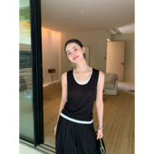 Maven 上衣 莱赛尔撞色U领吊带背心女外穿假两件无袖 Lin 人手一件