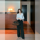 Lin 女休闲宽松阔腿长裤 知性美学 裤 子 高级利落直筒西装 Maven