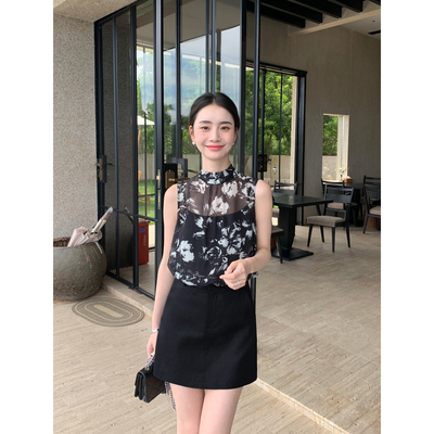 白领干练通勤宽松飘带背心衬衫女