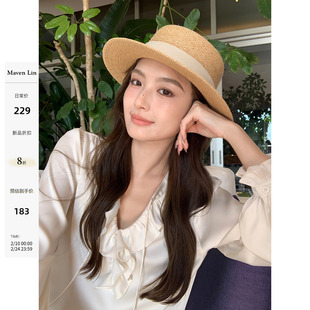 Maven Lin 温柔满溢 法式荷叶边v领衬衫女宽松设计感系带长袖衬衣