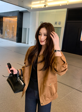 Maven Lin 都市漫旅 复古哑光翻领麂皮绒夹克女通勤夹棉保暖外套