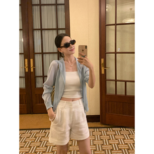 Maven Lin 高品质亲肤麻丝柔软休闲连帽针织开衫 女夏轻薄空调罩衫