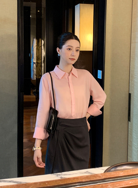 Maven Lin 春日絮语 微透1OO莱赛尔长袖衬衫女宽松气质空调衬衣