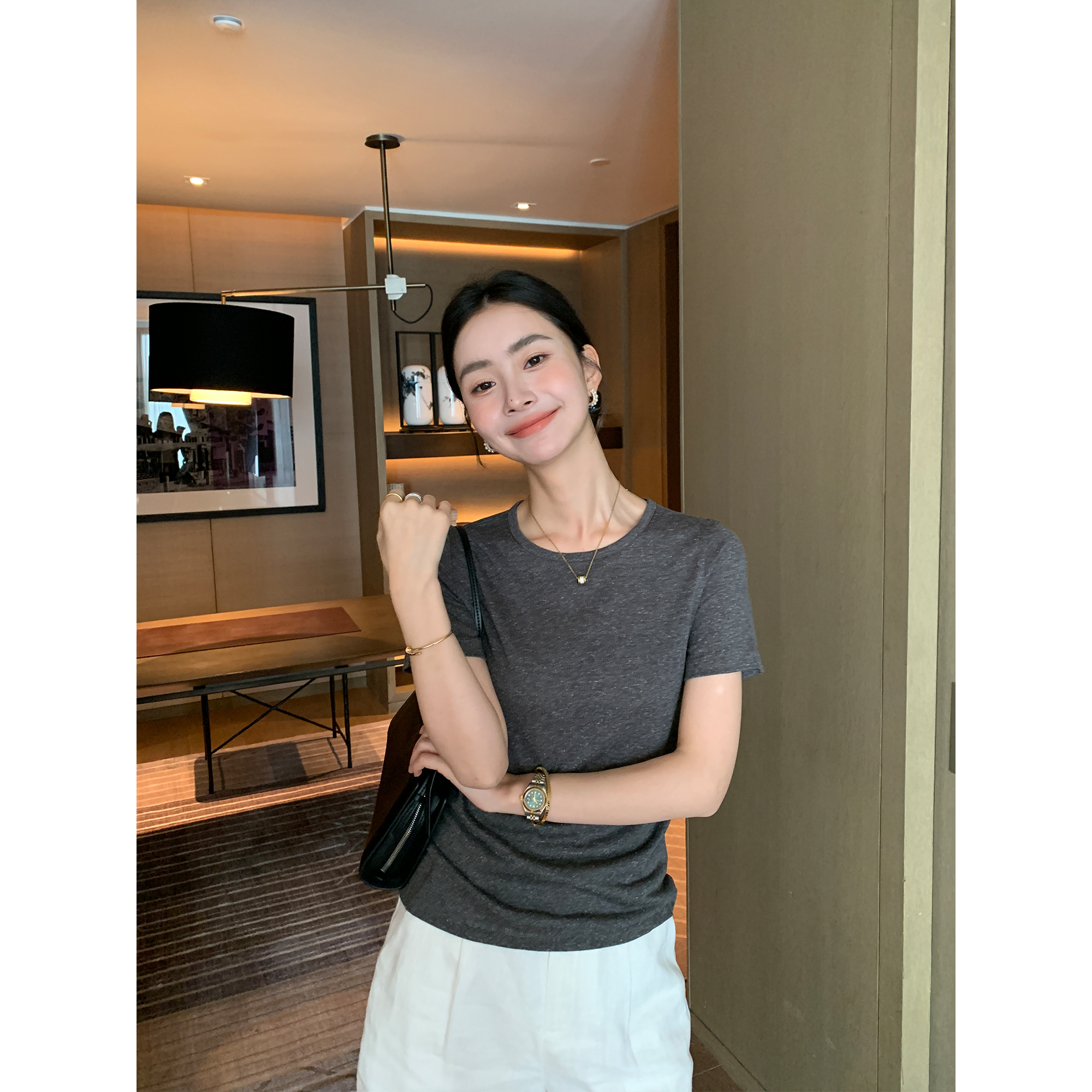 Maven Lin 口碑T王升级|莱赛尔轻盈短袖t恤女夏季微宽松圆领上衣