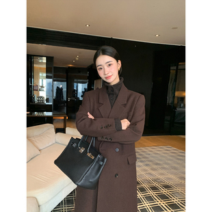 老钱重现翻领毛呢西装 现货7.5折 外套女气质呢子大衣 Lin Maven