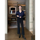 Lin 显瘦通勤休闲裤 微喇叭裤 Maven 子女黑色秋季 新款 子九分裤